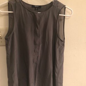 Sleeveless 100% Silk Gray Madewell Blouse